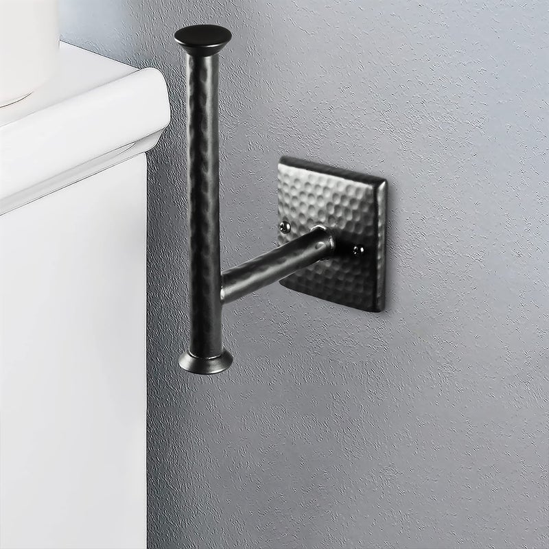 Monarch Abode Bathroom Toilet Paper Holder â€“ 7-inch Traditional Hand Hammered Metal Wall Mounted Matte Black Toilet Paper Holder, Wall Mount Organizer Decorative Tissue Holders for Bathroom - Image 3